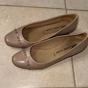 Anne Klein Tan Flats with Perforated Detail